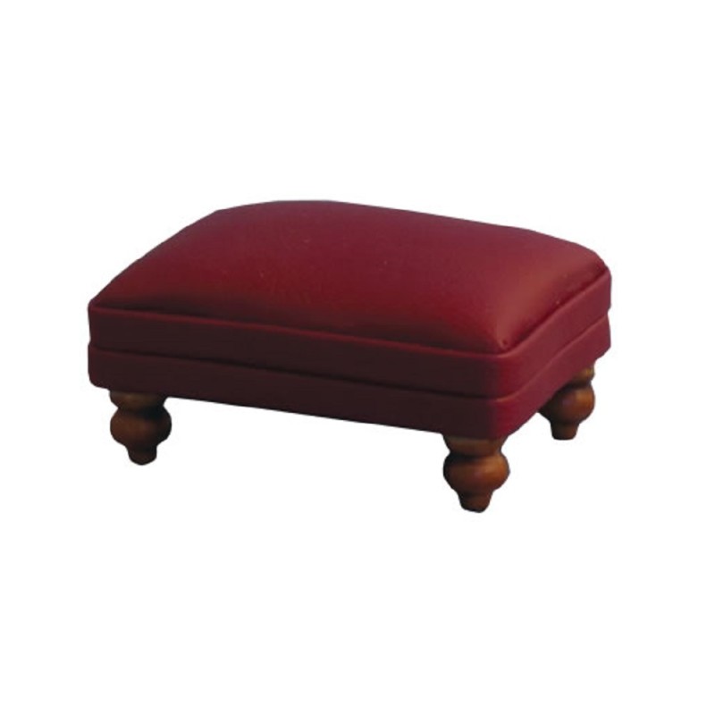 Dolls House Red Leather Fireside Footstool Pouffe 1:12 Living Room Furniture