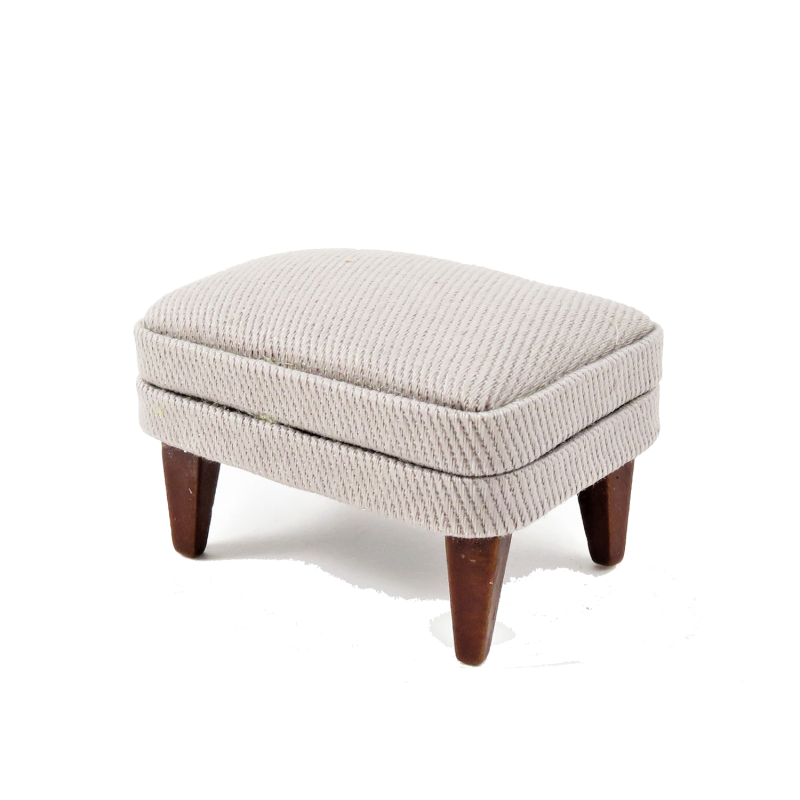 Dolls House Walnut & Grey Fireside Footstool Pouffe 1:12 Living Room Furniture