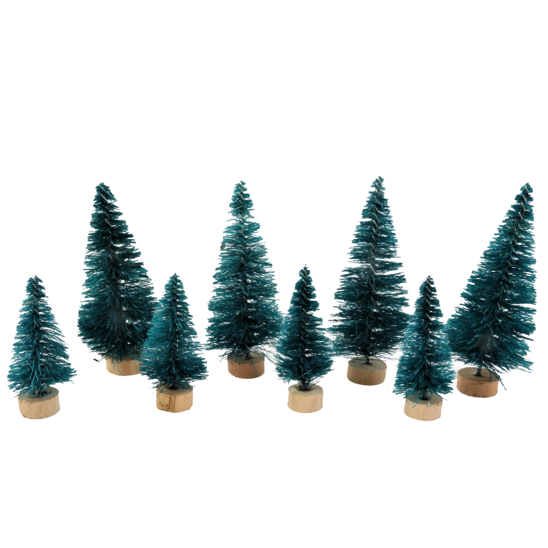 Dolls House 8 Christmas Conifer Trees Miniature Garden Scene Accessory 