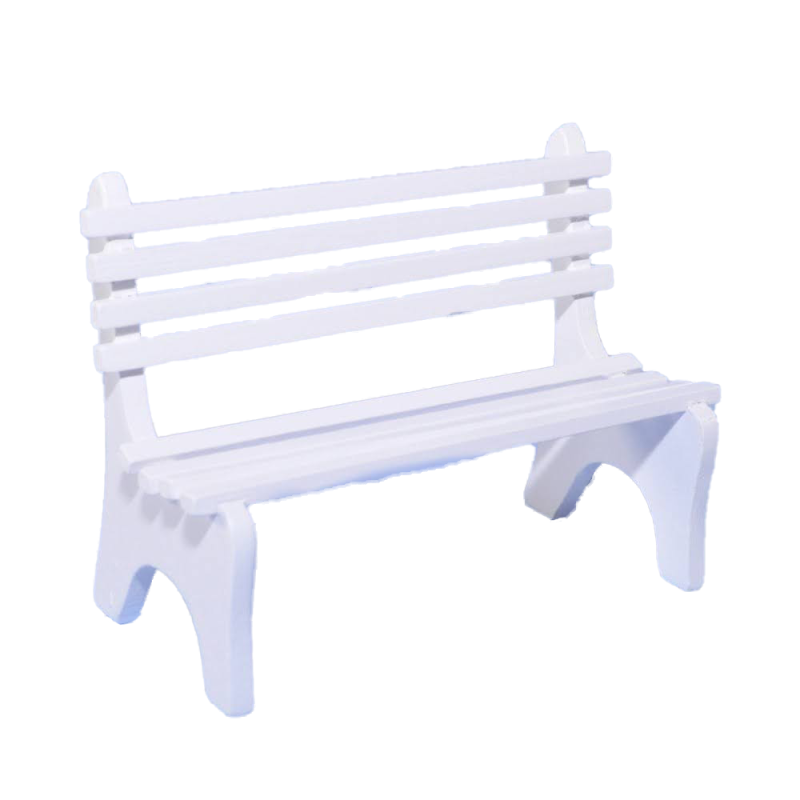 Dolls House White Wooden Slat Garden Seat Bench Miniature Outdoor Park Furniture