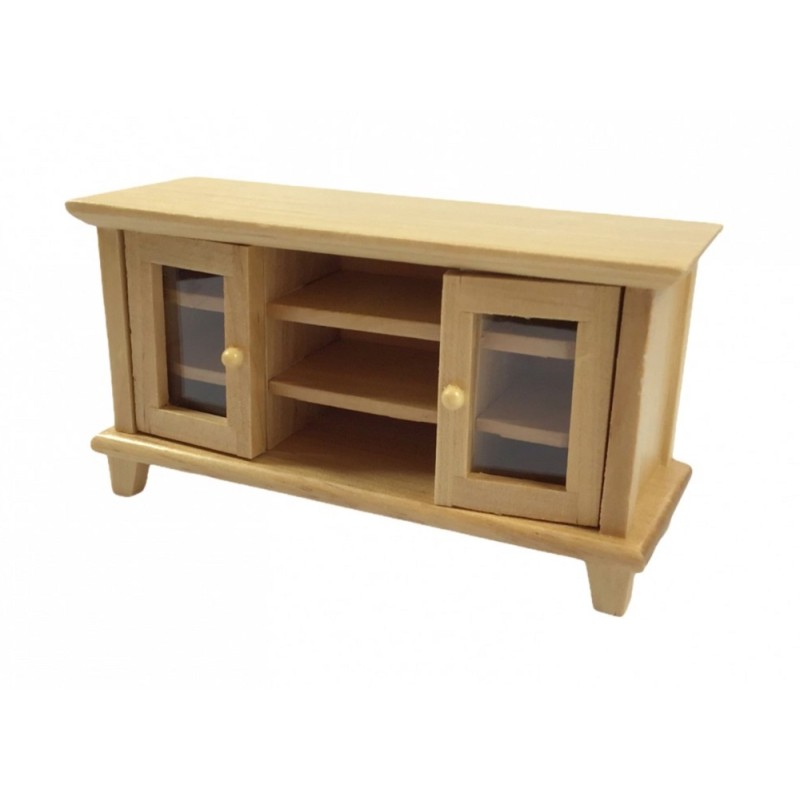 Dolls House Modern Pine Cabinet TV Stand Miniature Living Room Furniture 1:12