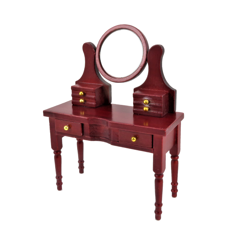 Dolls House Mahogany Dressing Table with Cameo Mirror 1:12 Bedroom Furniture