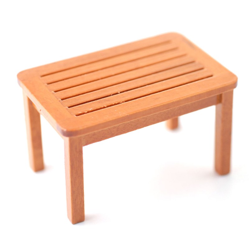 Dolls House Walnut Garden Coffee Table Miniature Wooden Patio Furniture 1:12