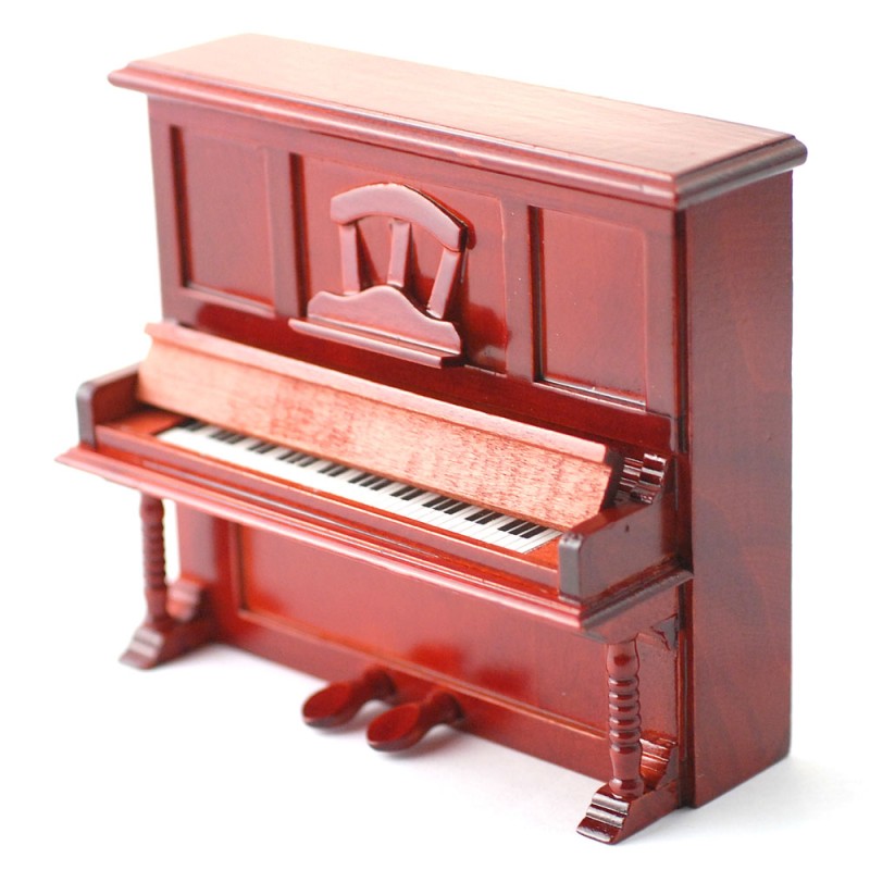 Dolls House Mahogany Upright Piano Miniature Music Room Pub Bar Furniture 1:12