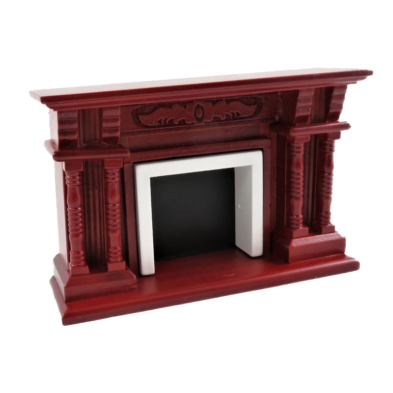Dolls House Victorian Mahogany Double Twin Pillar Fireplace 1:12 Scale Furniture