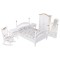 Dolls House White & Gold Double Bedroom Furniture Set with Spindle Frame 1:12