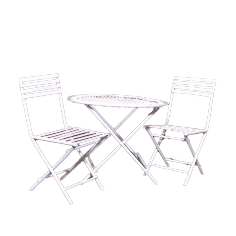 Dolls House White Wire Patio Set Table 2 Chairs Miniature Garden Furniture 1:12