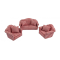 Dolls House Red Gingham Sofa & 2 Armchairs Modern Living Room Furniture Set 1:12