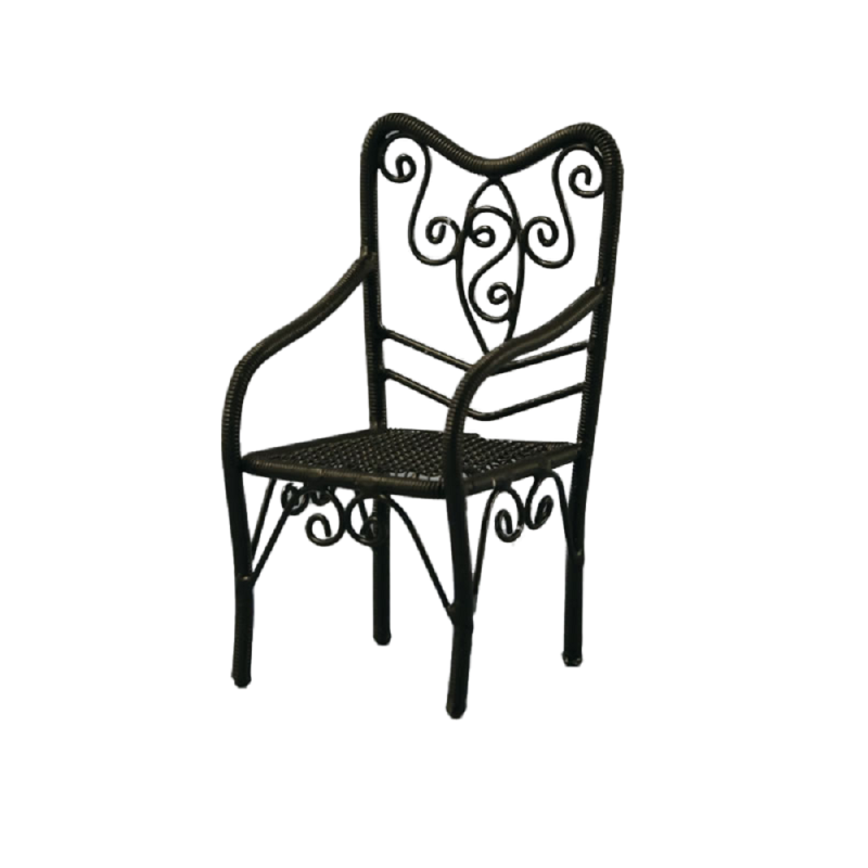 Dolls House Black Wire Wrought Iron Chair Miniature Garden Patio Furniture 1:12