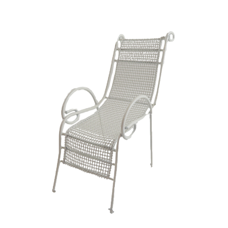 Dolls House White Wrought Iron Sun Chair Miniature Garden Patio Furniture