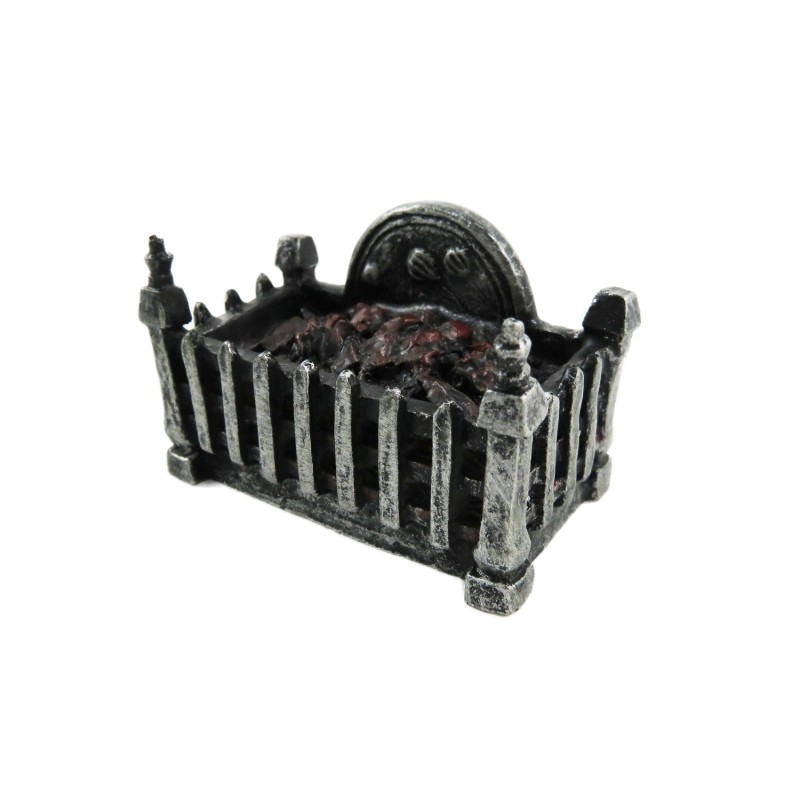 Dolls House Fire Grate Basket with Glowing Coals Resin 1:12 Fireplace Accessory