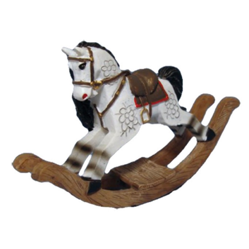 Dolls House White Rocking Horse Old Fashioned Nursery Toy Shop Accessory