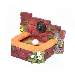Dolls House Grey Brick Garden Pond with Frog Miniature 1:12 Scale Accessory 