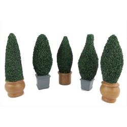 Dolls House Topiary Trees in Pots Set of 5 Tree in Planter Garden Accessory