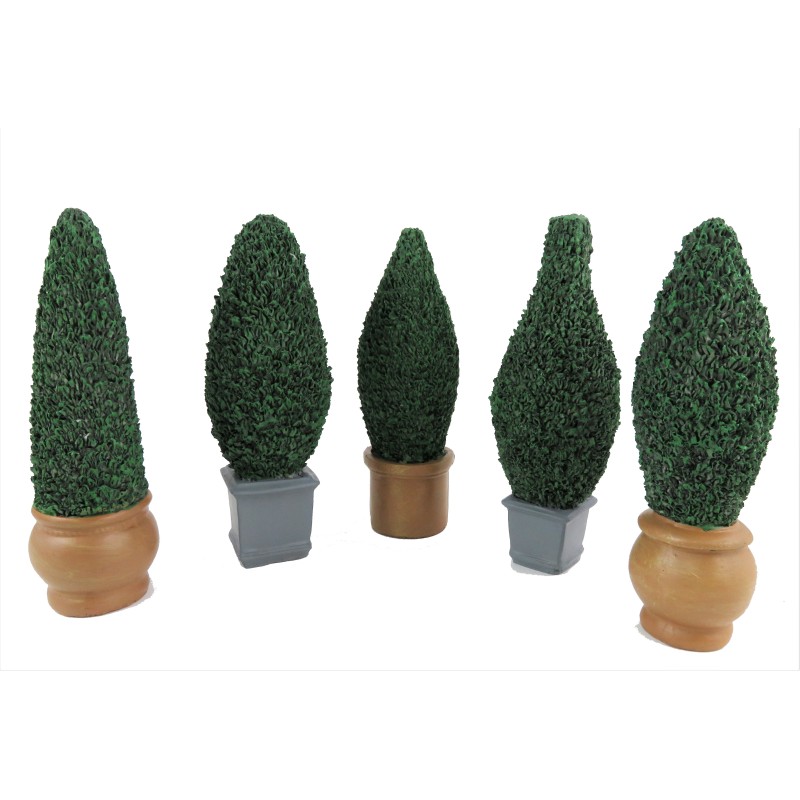 Dolls House Topiary Trees in Pots Set of 5 Tree in Planter Garden Accessory