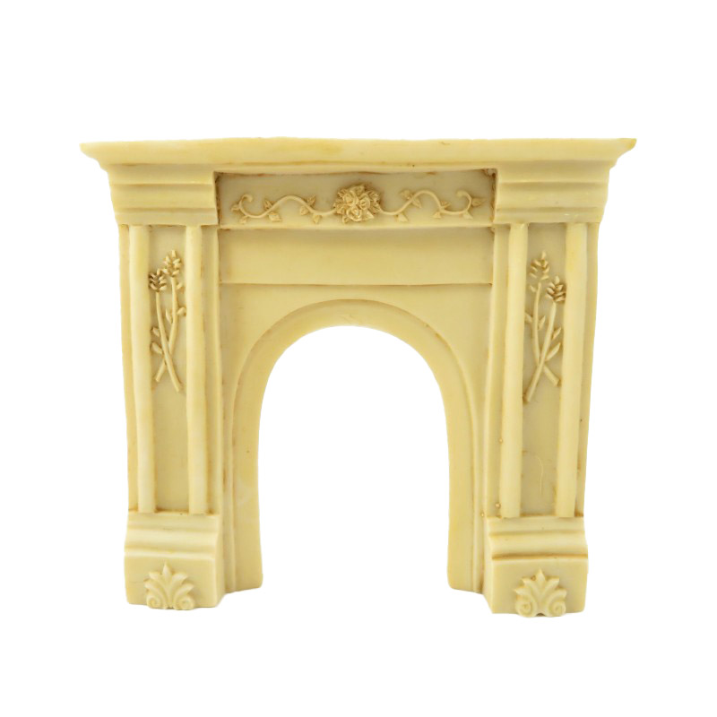 Dolls House Cream Victorian Fireplace Surround Flower Detail Resin Furniture