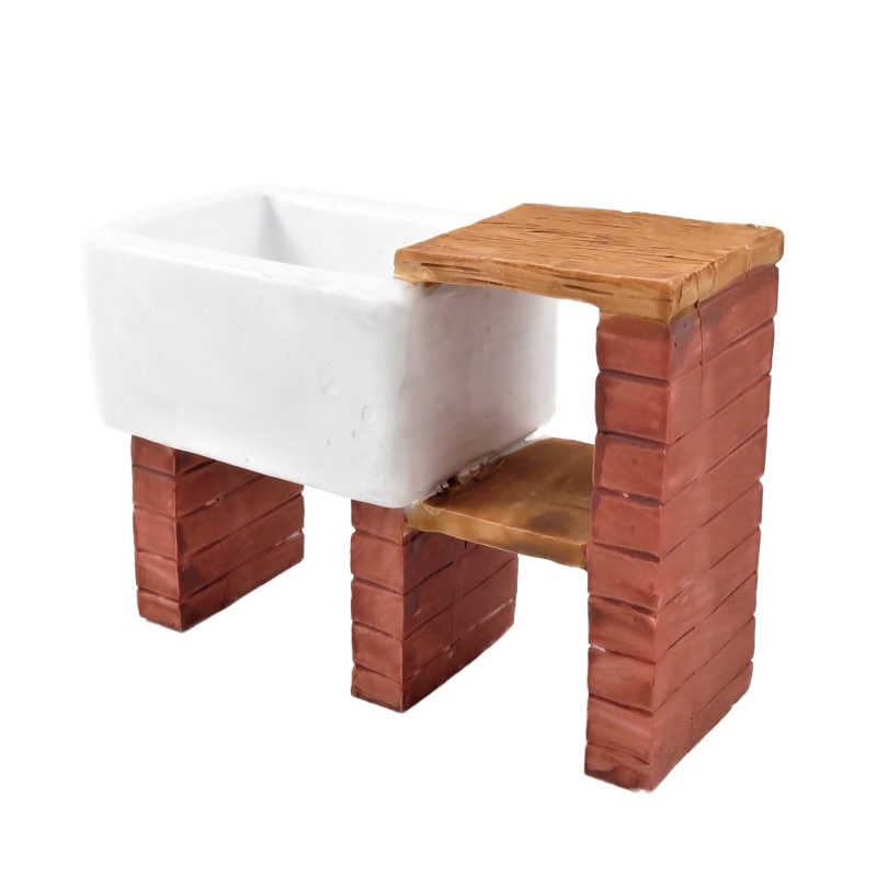 Dolls House Belfast Sink on Brick Legs with Draining Shelf Kitchen Furniture