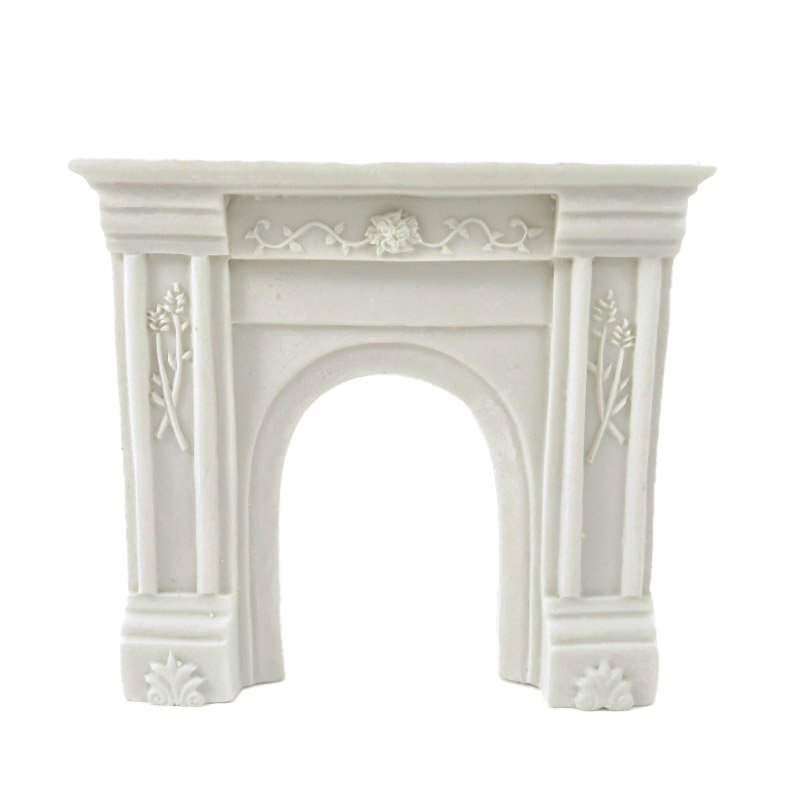 Dolls House White Victorian Fireplace Surround Flower Detail Resin Furniture