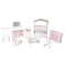 Dolls House Pink & White Nursery Furniture Set 8 Piece Miniature with Canopy Cot