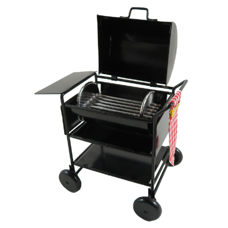 Dolls House Black BBQ Barbecue Charcoal Grill Miniature 1:12 Garden Furniture 