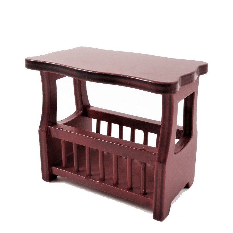 Dolls House Mahogany Magazine Paper Rack Side Table Living Room Furniture