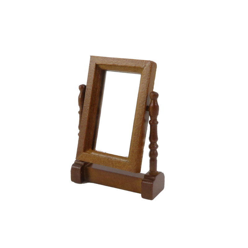 Dolls House Walnut Lincoln Dresser Swivel Mirror Miniature Bedroom Accessory