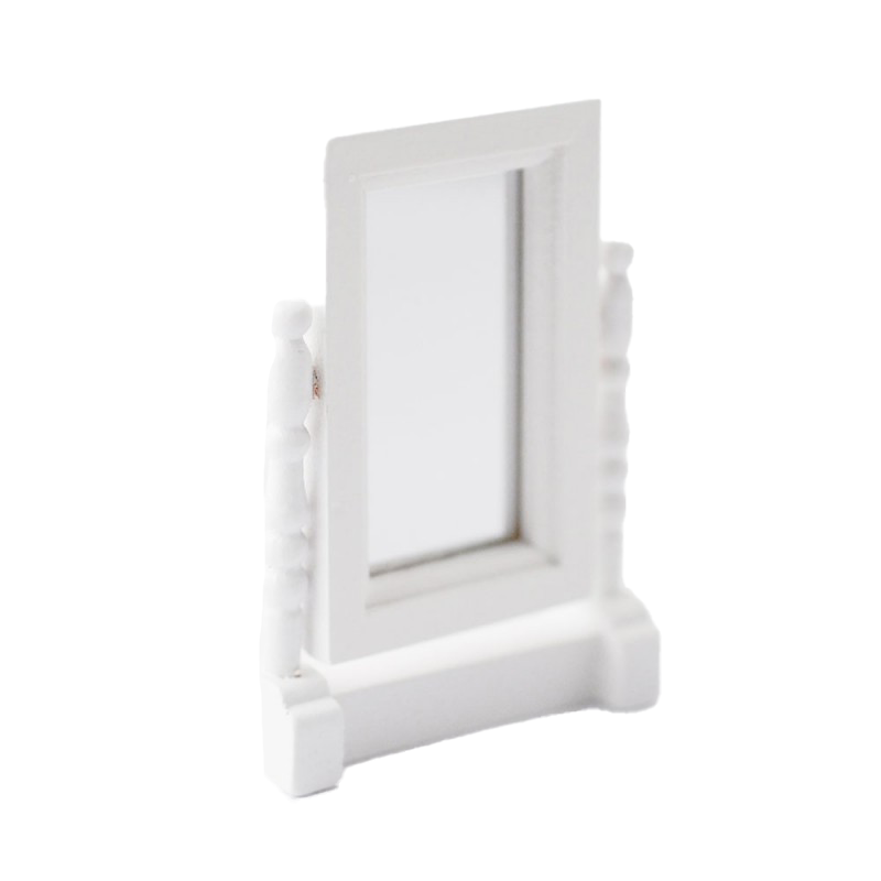 Dolls House White Swivel Dressing Table Mirror Miniature Bedroom Accessory 1:12 