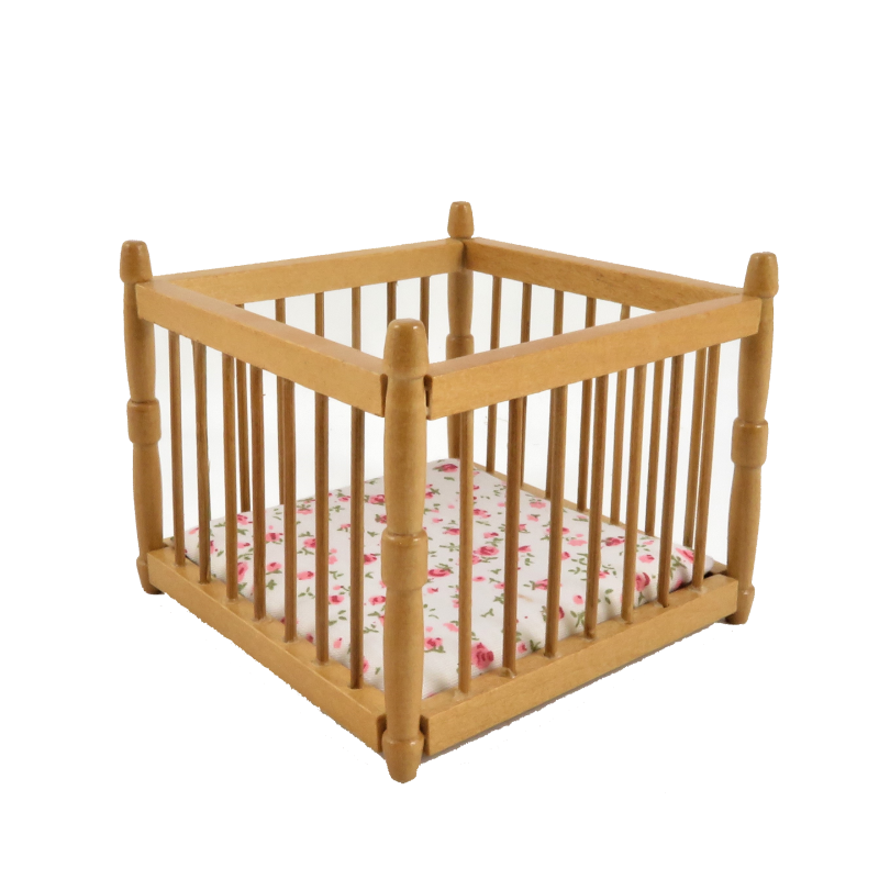 Dolls House Baby's Pine Playpen Miniature Nursery Furniture Play Pen