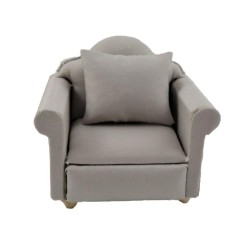 Dolls House Grey Traditional Armchair & Cushion Miniature Living Room Furniture