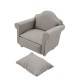Dolls House Grey Traditional Armchair & Cushion Miniature Living Room Furniture