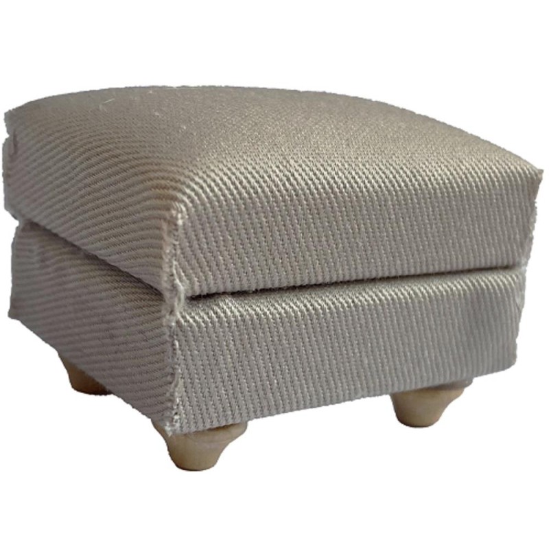 Dolls House Grey Traditional Pouffe Footstool Miniature Living Room Furniture