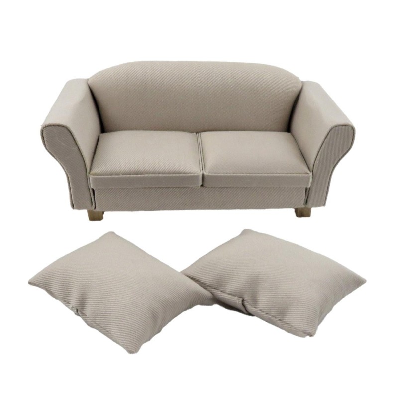 Dolls House Grey Modern Sofa with Cushions Miniature Living Room Furniture 1:12