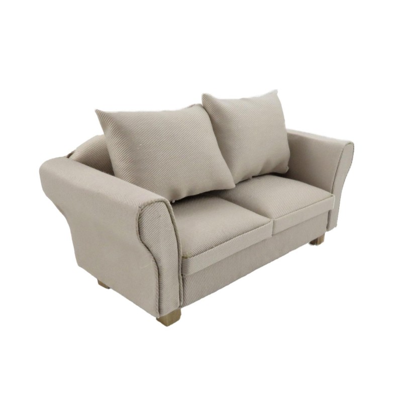 Dolls House Grey Modern Sofa with Cushions Miniature Living Room Furniture 1:12