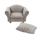 Dolls House Grey Modern Armchair & Cushion Miniature Living Room Furniture