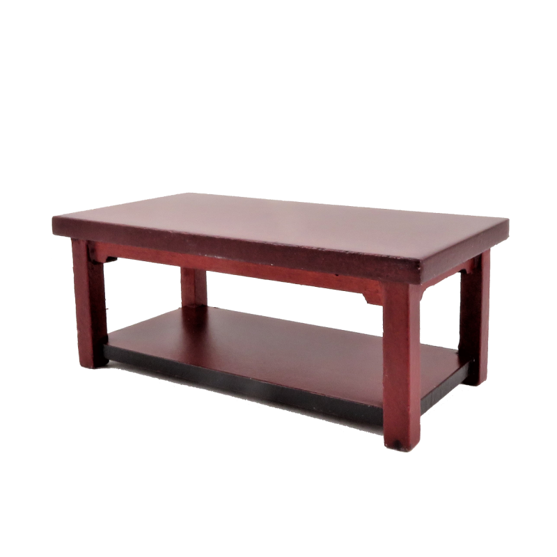 Dolls House Modern Mahogany Coffee Table w Magazine Shelf Living Room Furniture