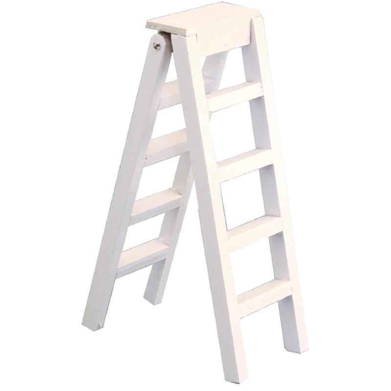 Dolls House Large Set of Step Ladders Miniature White Wooden Garden Accessory