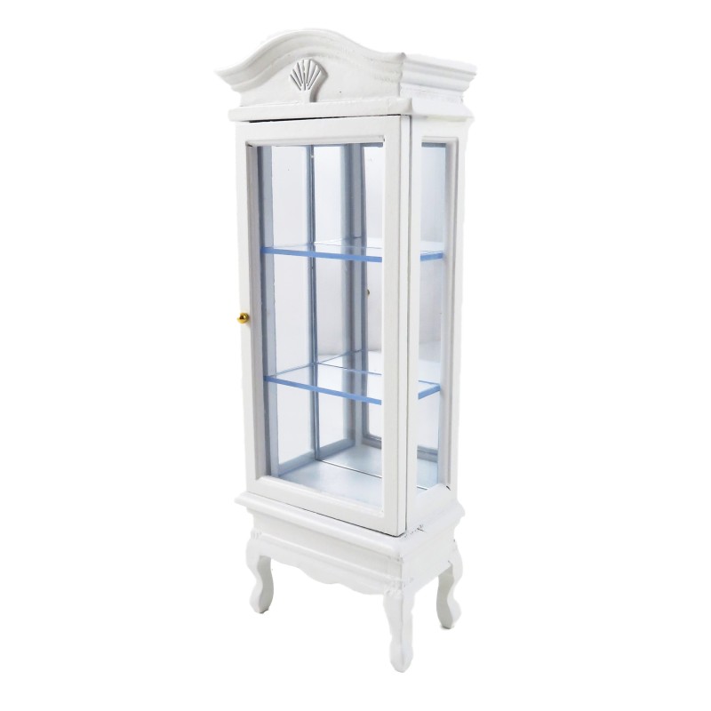 Dolls House White China Display Curio Cabinet Miniature Dining Room Furniture