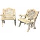 Dolls House White Cast Iron & Wood Garden Chairs Miniature Garden Patio Furniture