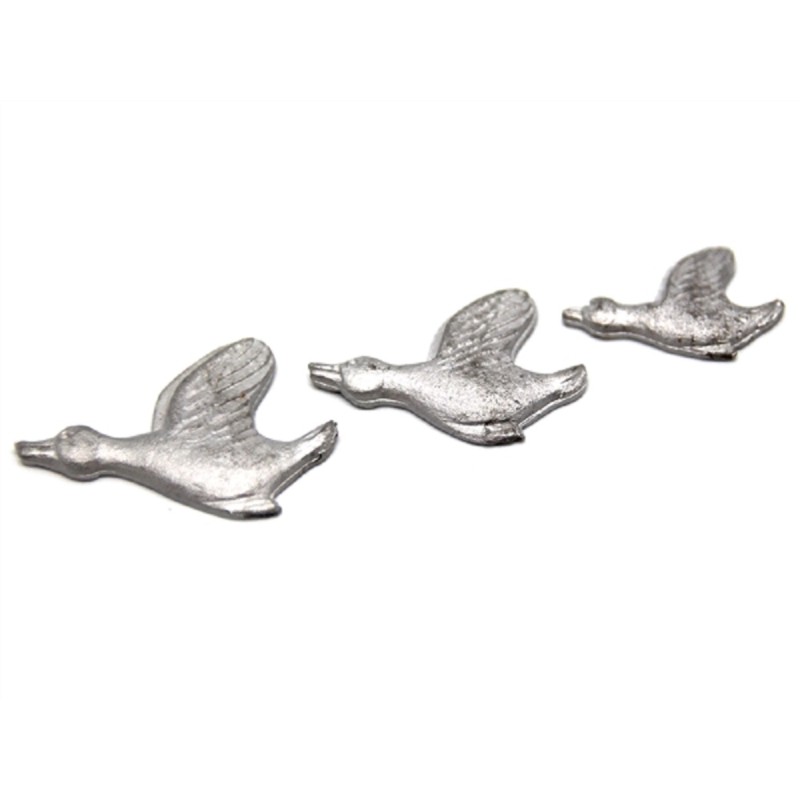 Dolls House Silver Flying Ducks Wall Plaques Miniature Ornament 1:12 Accessory 