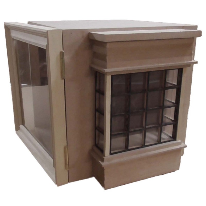 Shop Display Room Box with Square Window Unpainted Flat Pack Kit 1:12 Scale