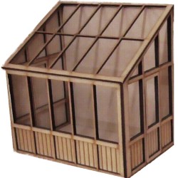 Lean To Greenhouse Conservatory Unpainted Flat Pack Kit 1:12 Scale
