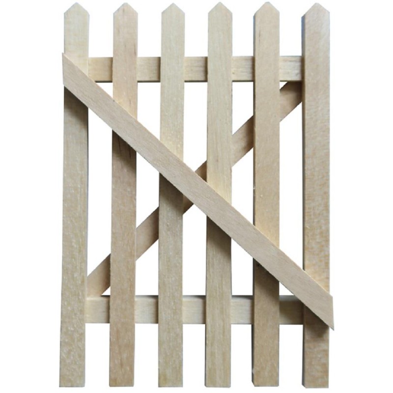 Dolls House Bare Wood Picket Garden Gate Miniature Wooden Fence Accessory 1:12