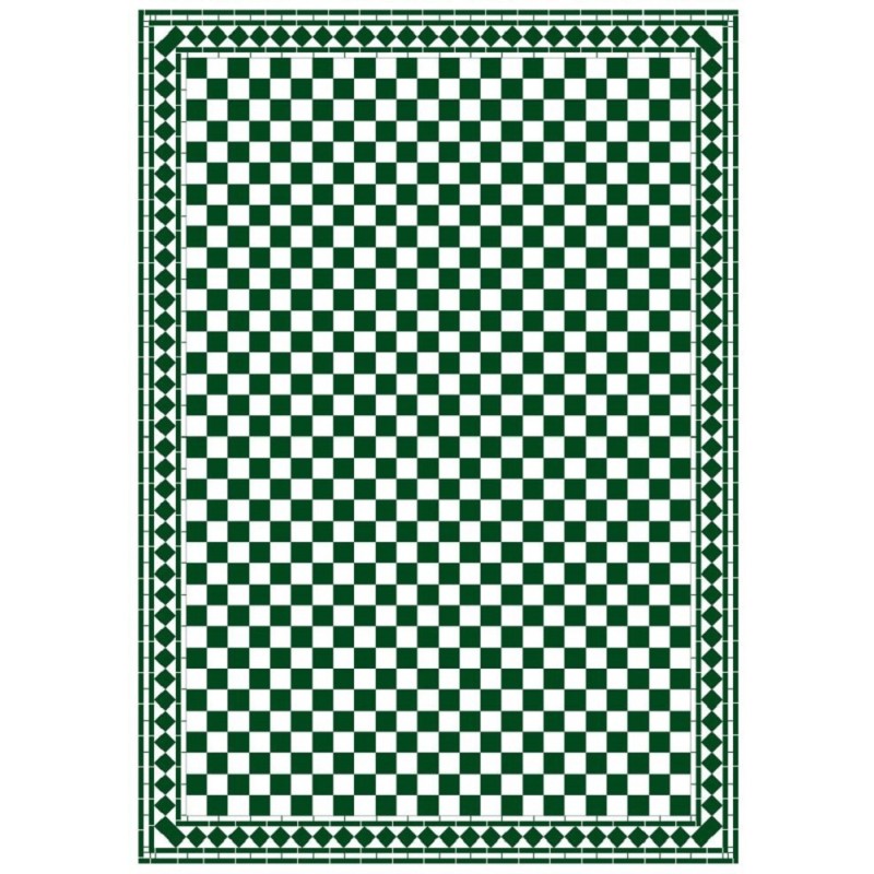 Dolls House Small Checker Victorian Tile Floor Green & White Gloss Card Sheet