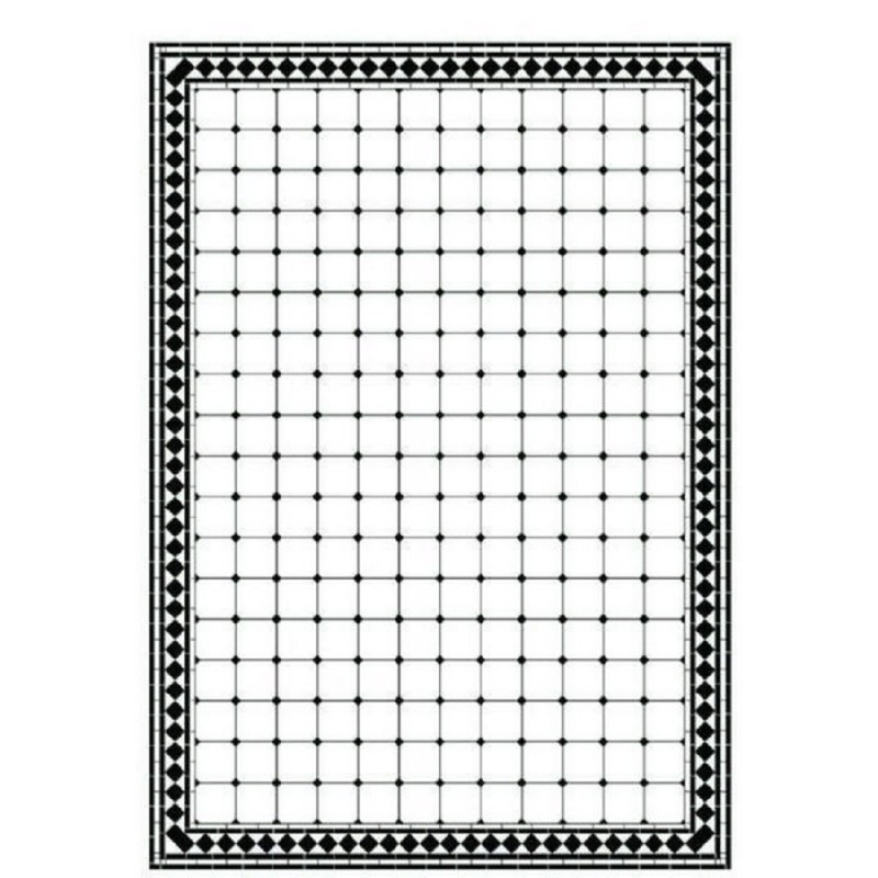 Dolls House Fenice Victorian Mosaic Tile Floor Black & White Gloss Card Sheet