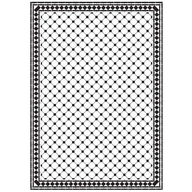 Dolls House Checker Octagonal Mono Tile Floor Black & White Gloss Card Sheet