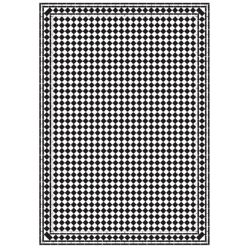 Dolls House Harlequin Petite Mono Tile Floor Black & White Gloss Card Sheet