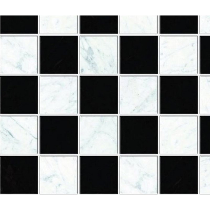 Dolls House Black & White Floor Tiles Miniature 1:12 Flooring Gloss Card Sheet