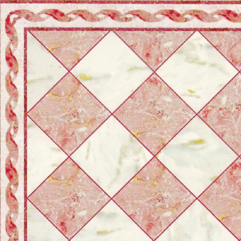 Dolls House Spanish Tile Floor Red Pink White Marble Gloss Card Flooring Sheet