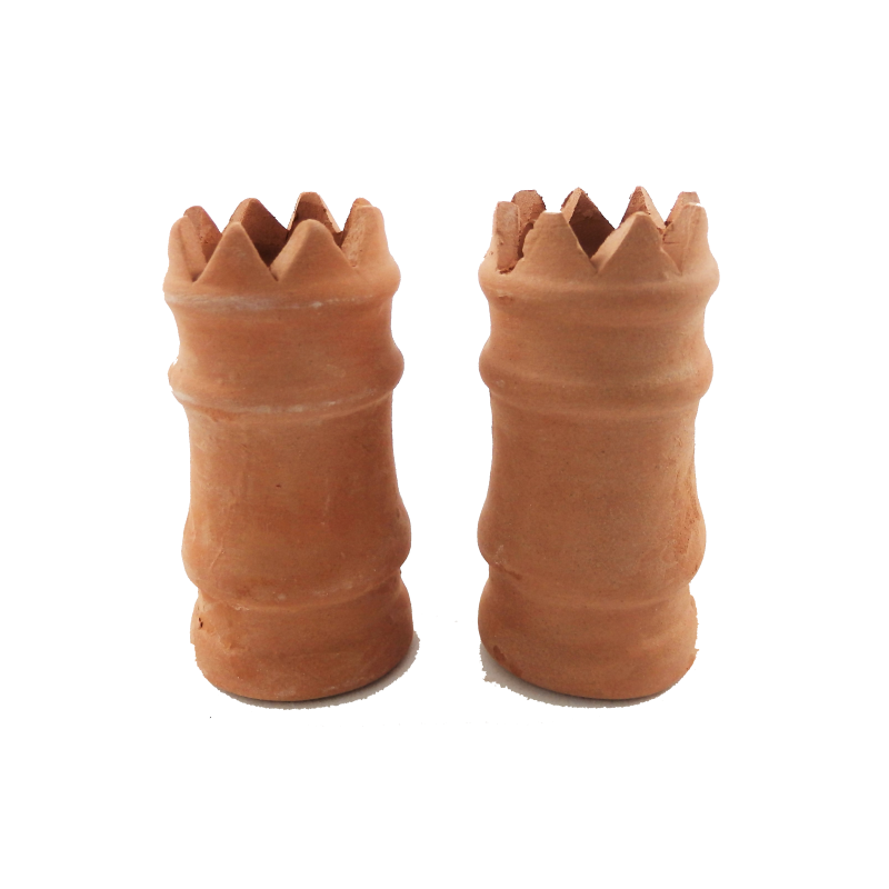 Dolls House Crown Chimney Pots Terracotta Large 1:12 Scale