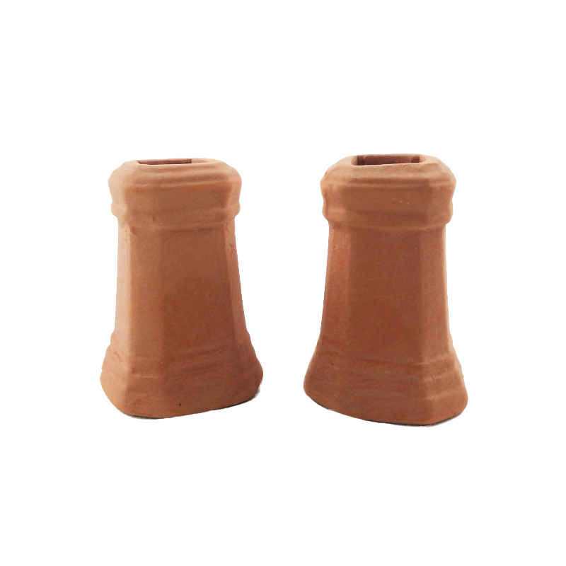 Dolls House Square Chimney Pots Terracotta Large 1:12 Scale